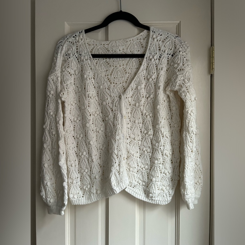 Sezane Annette Crochet Sweater